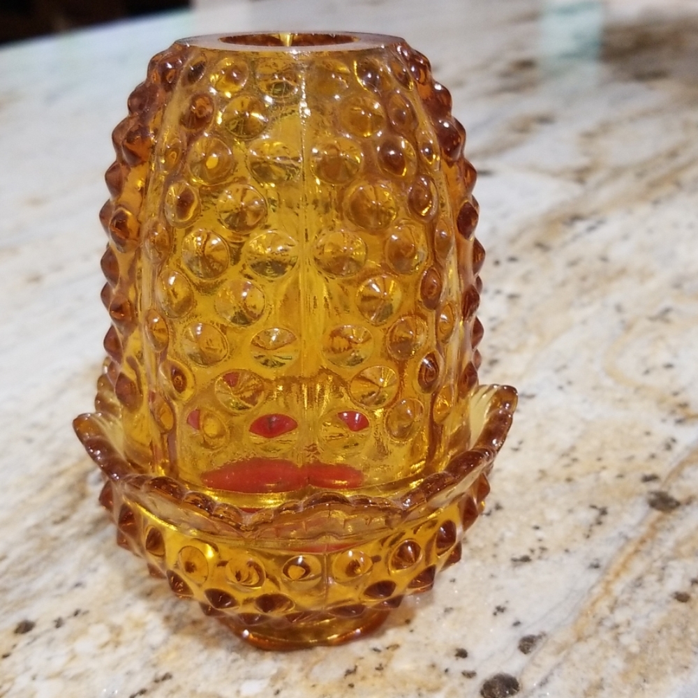 Vintage Amber Fenton Candleholder